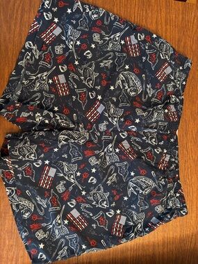 Columbia Navy Blue Red White Printed Swim Trunks